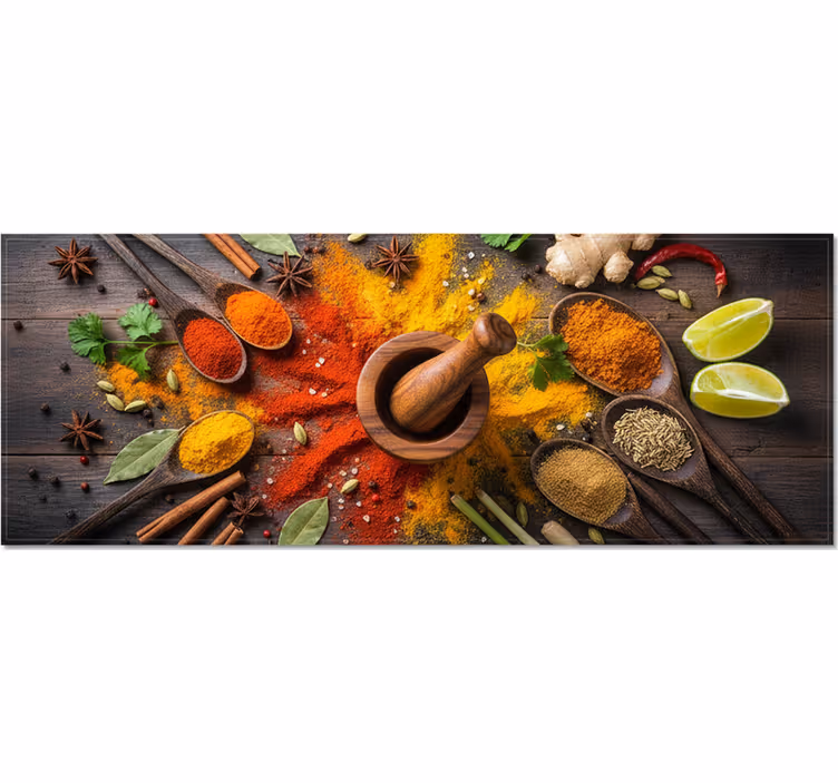 Exploding world of spices wall mural kitchen - TenStickers