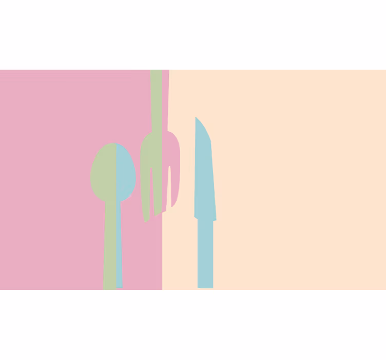 Wall mural kitchen pastel color utensils - TenStickers