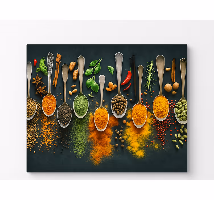 Wall mural kitchen spices on spoons design - TenStickers