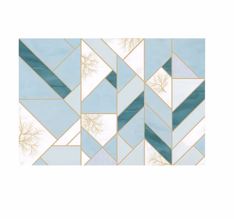 Wall mural kitchen aqua geometric design - TenStickers
