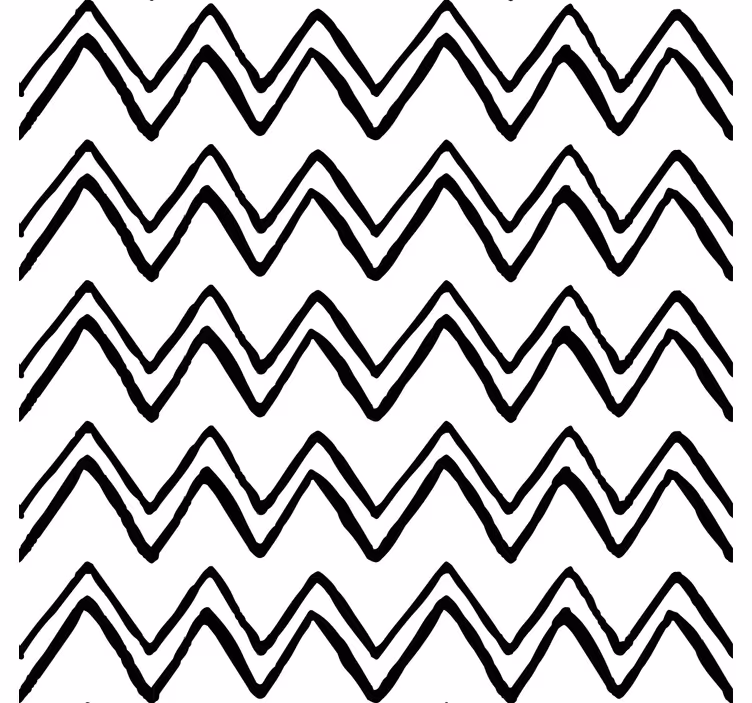 White wall mural with irregular black and white zigzag - TenStickers