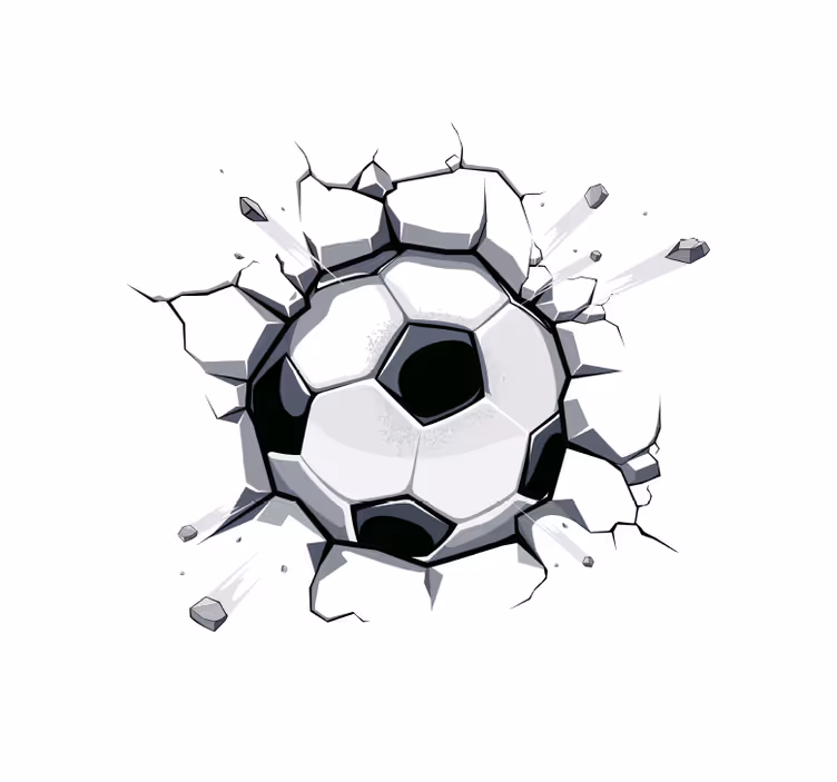 White wall mural 3d kids football design - TenStickers