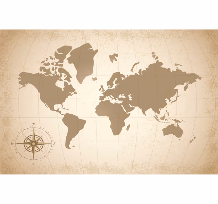 Beige wall mural vintage old world map - TenStickers