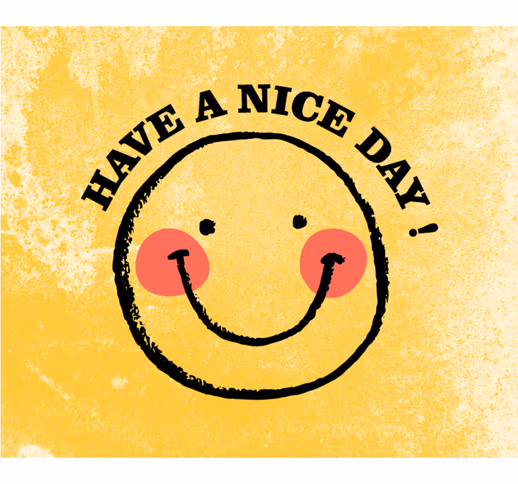 Yellow wall mural with a cheerful smiley face - TenStickers