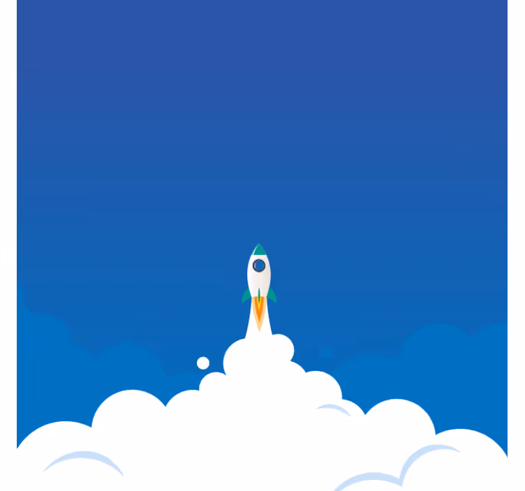 Wall mural blue cartoon rocket launch to space - TenStickers
