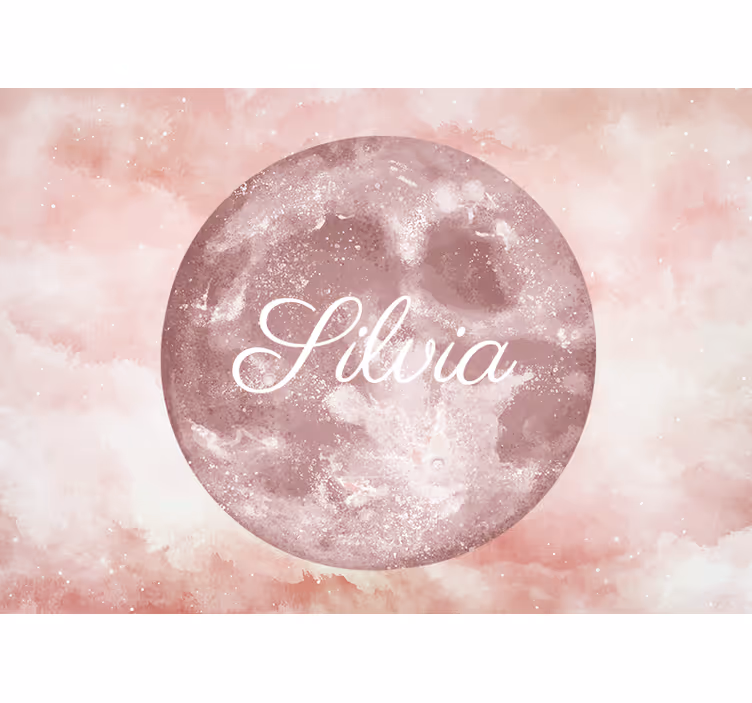 Pink wall mural moon with name - TenStickers