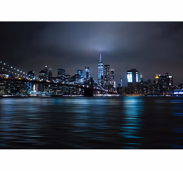 Black wall mural urban night scene - TenStickers