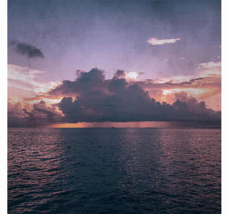 Purple wall mural of a serene cloudy ocean - TenStickers