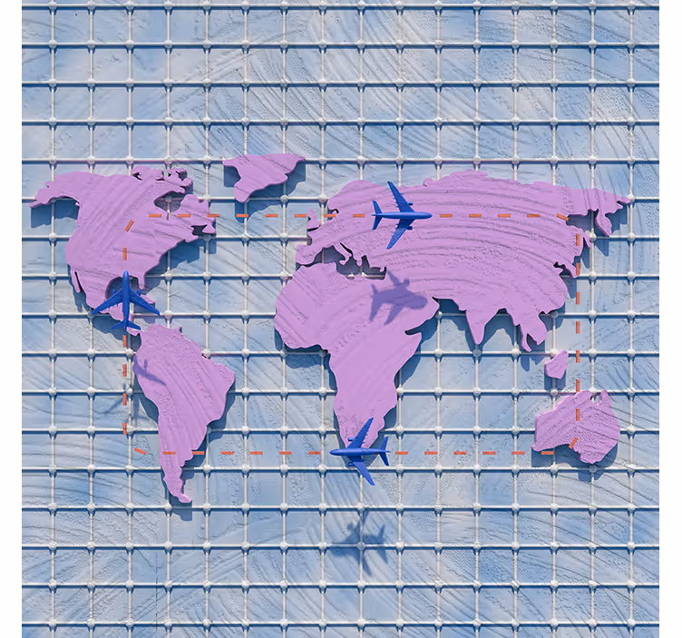 Purple wall mural artistic world map design - TenStickers