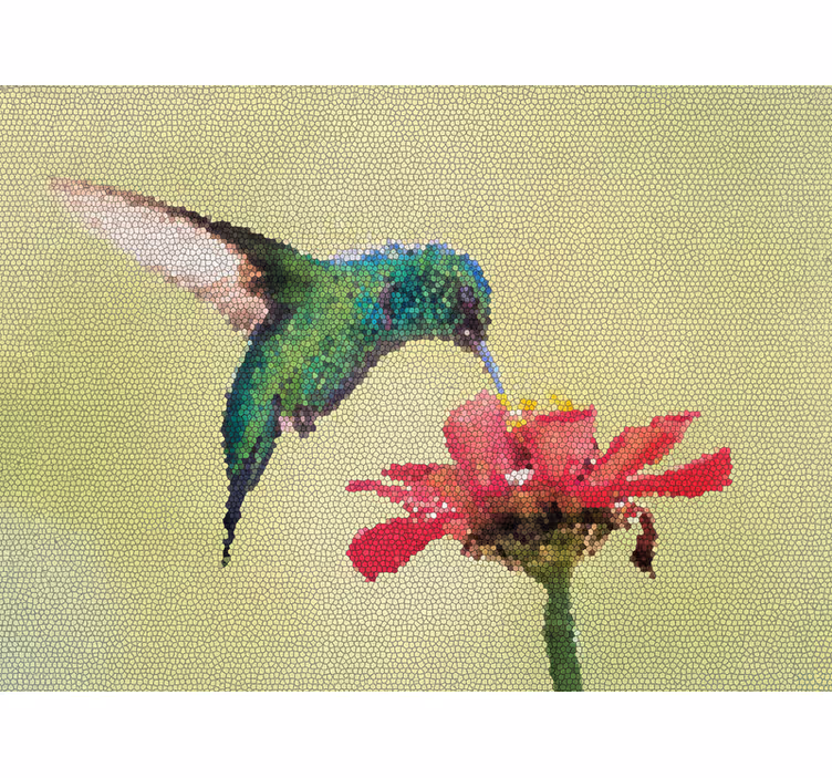 Wall mural entrance colorful bird mosaic - TenStickers