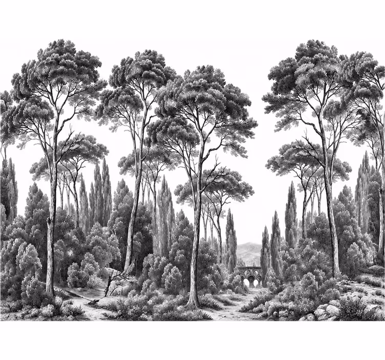 Wall mural nature in black and white - TenStickers