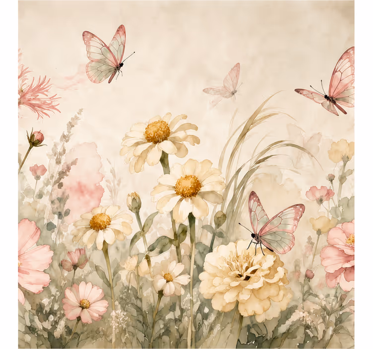 Flower wall mural landscape - TenStickers