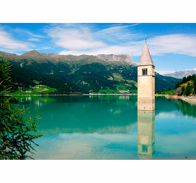 Alpine Lake Panorama lake wall mural - TenStickers