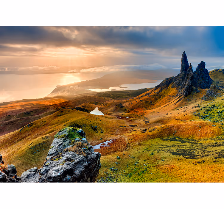 Highland Sunrise landscape wall mural - TenStickers