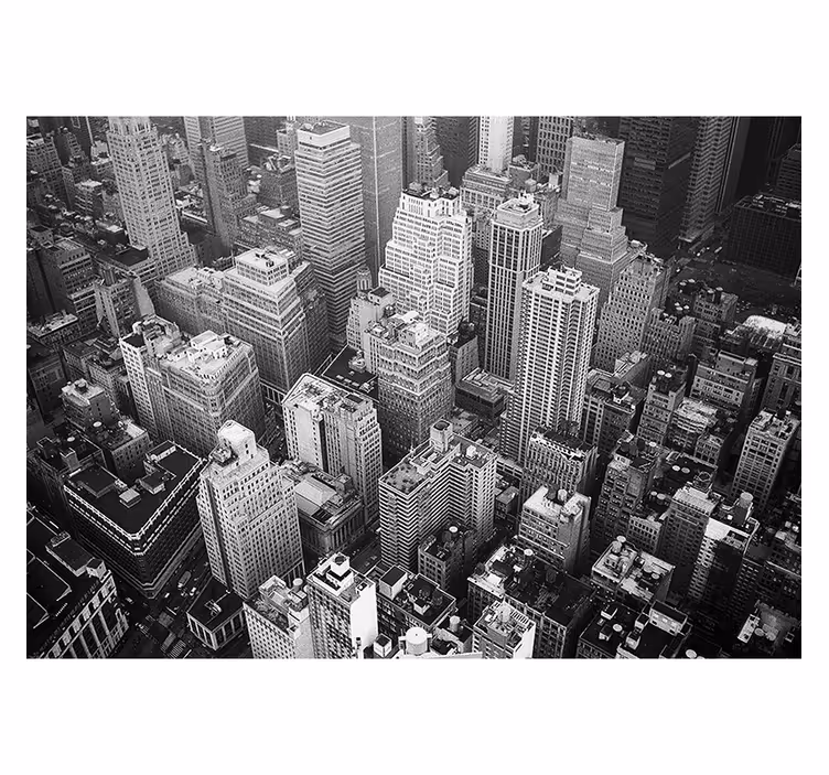 City wall mural New York Aerial Black and White - TenStickers