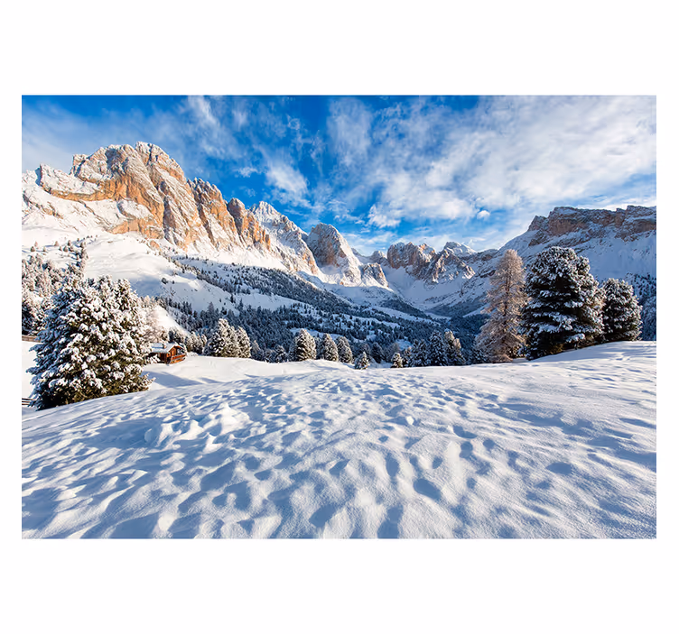 Snowy mountain landscape wall mural - TenStickers