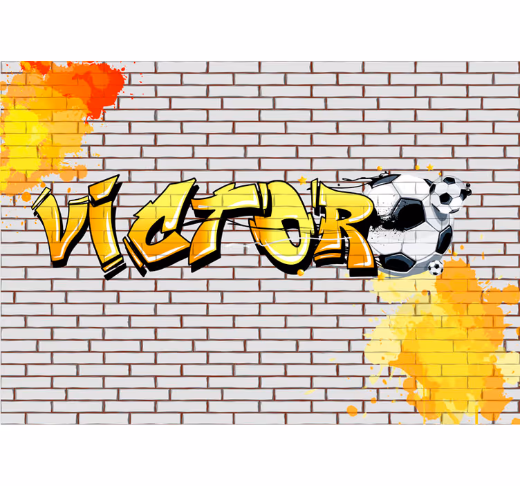 Football custom brick design graffiti wall mural - TenStickers