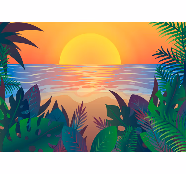 Wall mural nature tropical dusk landscape - TenStickers