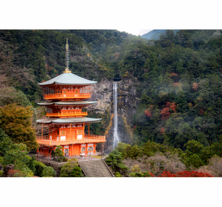 Historic Japanese Pagoda landscape wall mural - TenStickers