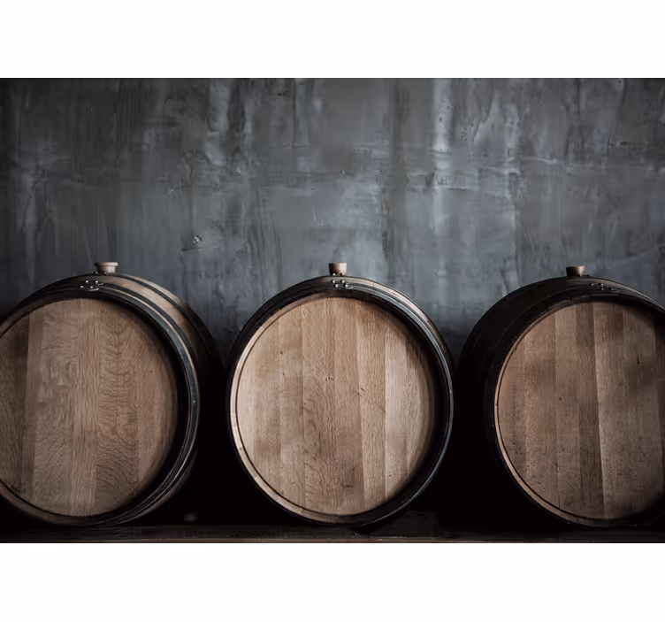 Mural stone wall wooden barrel design - TenStickers