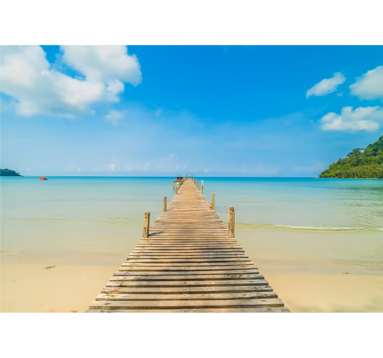 Under the sea wall mural wooden dock perspective - TenStickers