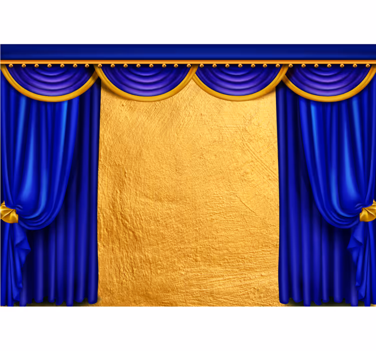 Bed curtains with gold background 3D Wall Mural - TenStickers