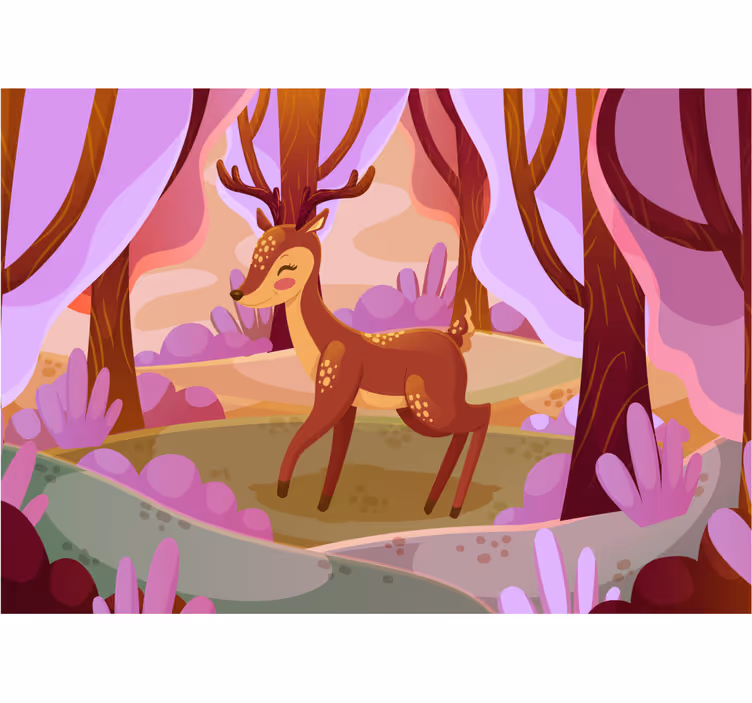 Animals wall mural charming forest deer - TenStickers