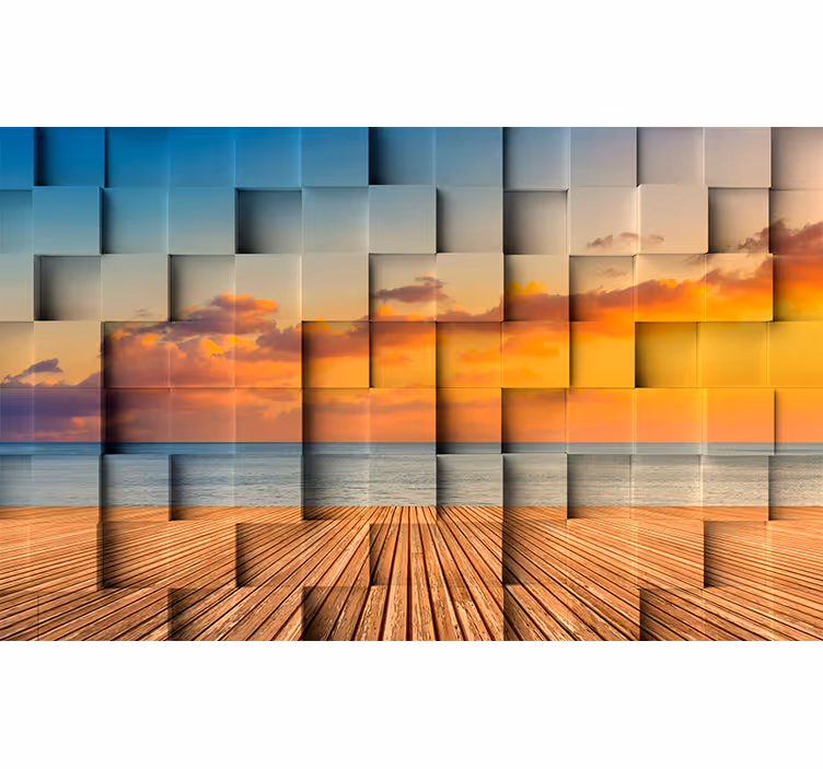 Cement squares beach background 3D Wall Mural - TenStickers