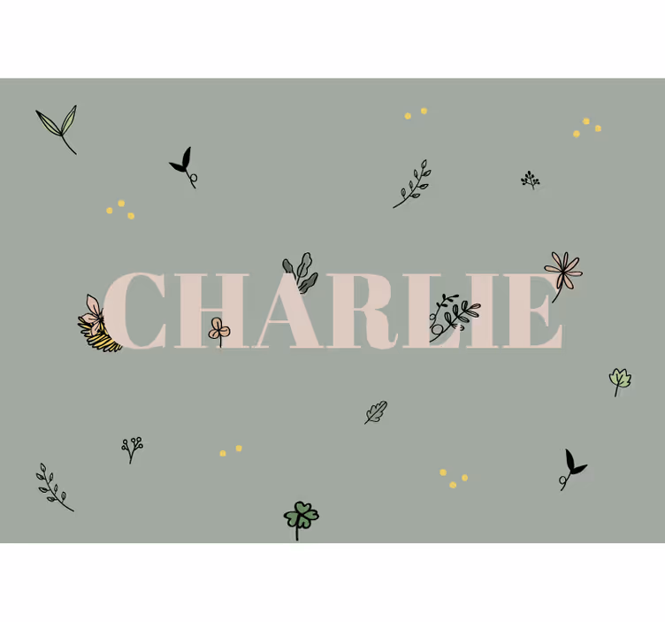 Floral Name Design childrens wall mural - TenStickers