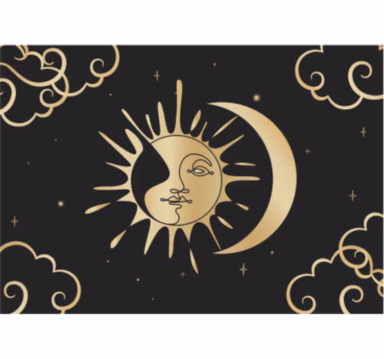 Golden Sun Moon mandala wall mural - TenStickers