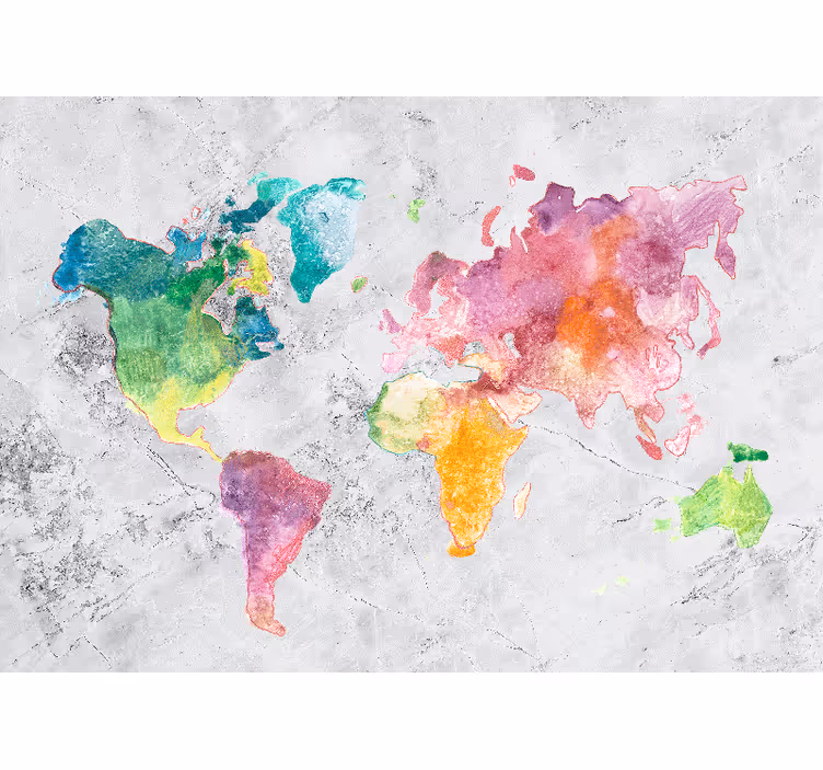 World map wallpaper in colorful map design - TenStickers