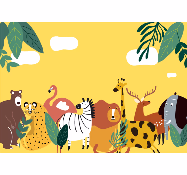 Animals wall mural vibrant creature parade - TenStickers