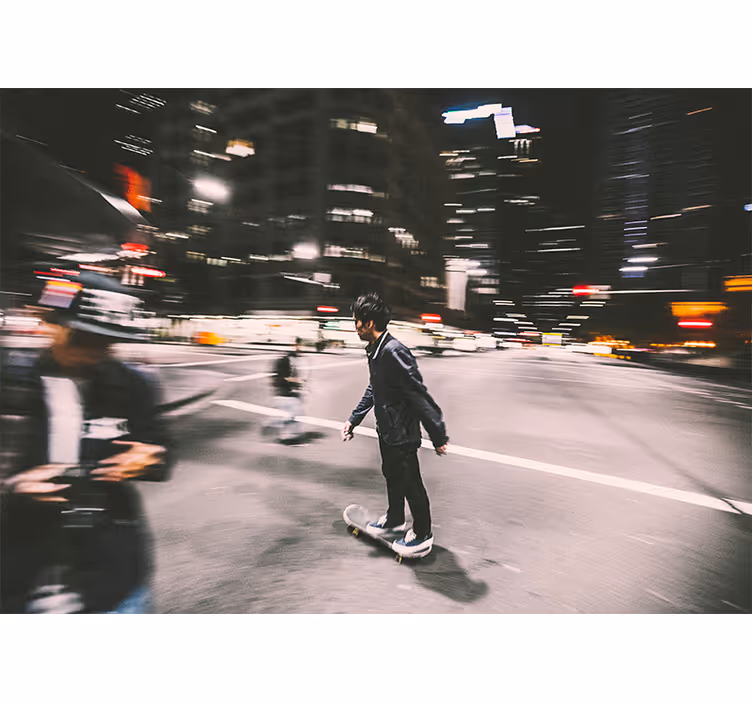 City wall mural urban night skate - TenStickers