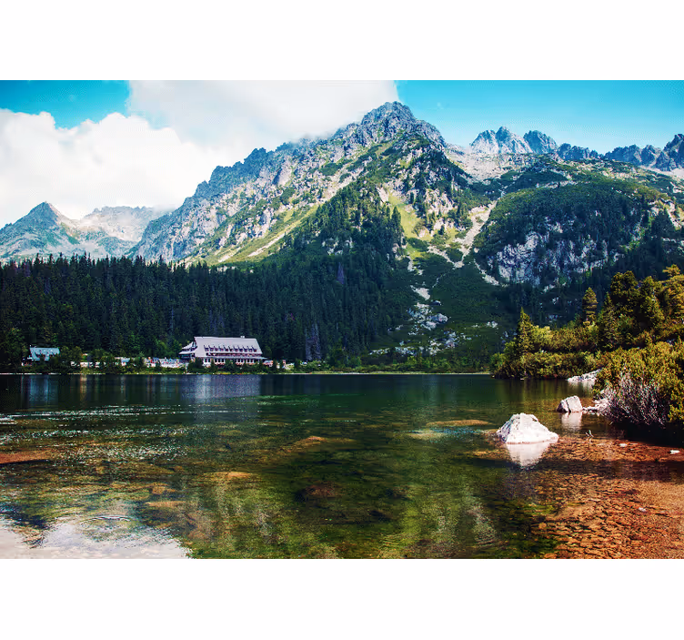 Landscape wall mural mountain lake view - TenStickers