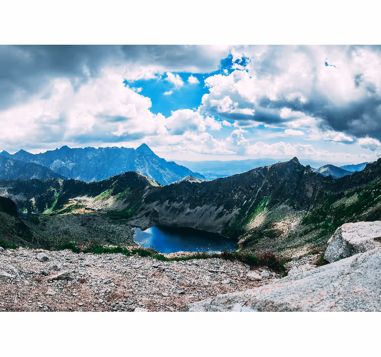 Grand mountain lake landscape wall mural - TenStickers