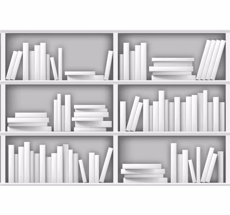 White library shelves modern wall mural - TenStickers