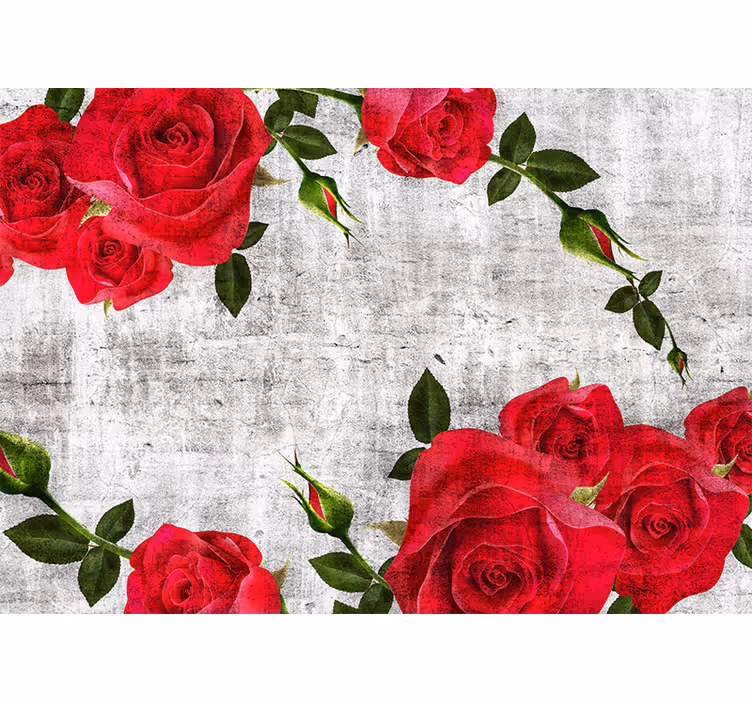Flower wall mural red rose arrangement - TenStickers