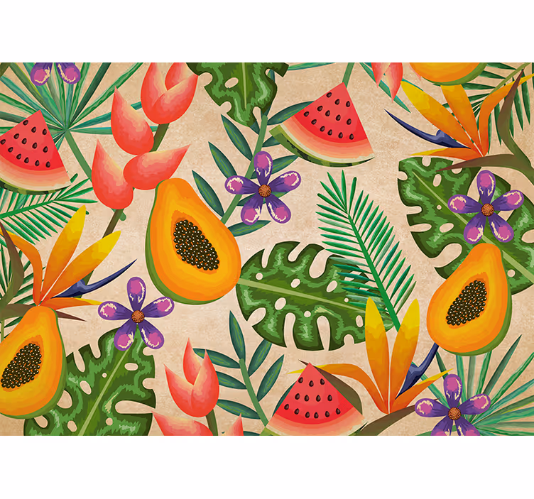 Tropical safari fauna  fruits nature wall mural - TenStickers