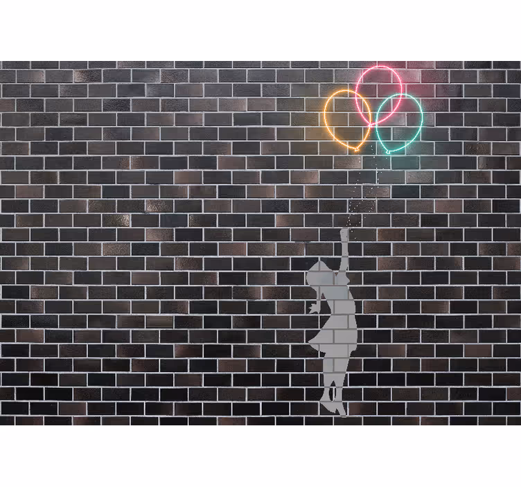 Graffiti wall mural girl reaching for balloons - TenStickers