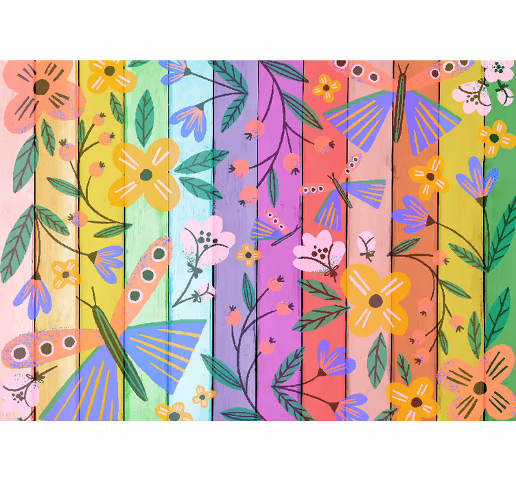 Flower wall mural with lively floral designs - TenStickers