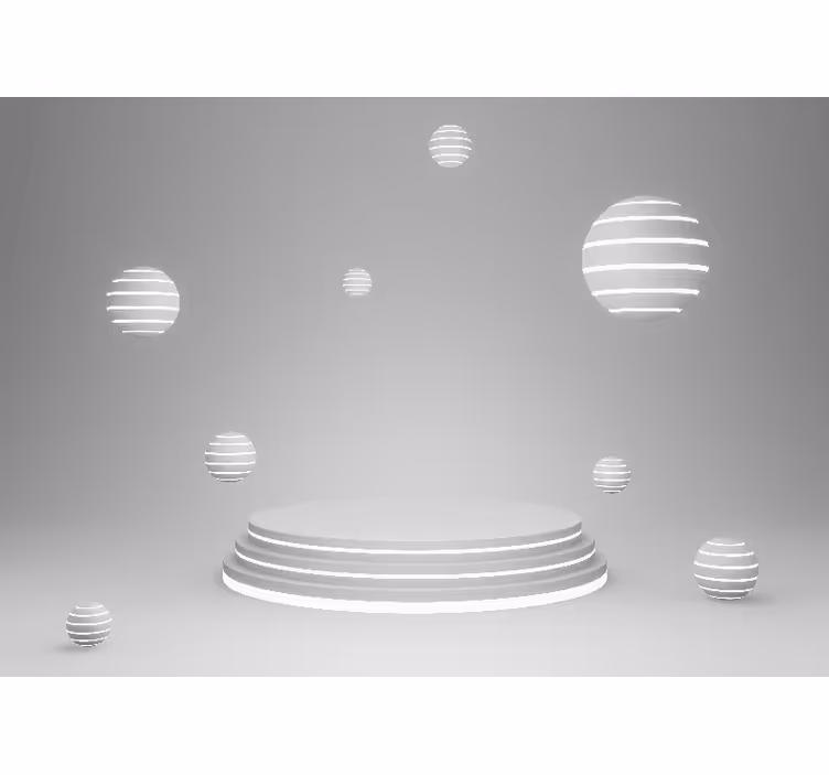 Floating spheres a circular base 3D Wall Mural - TenStickers