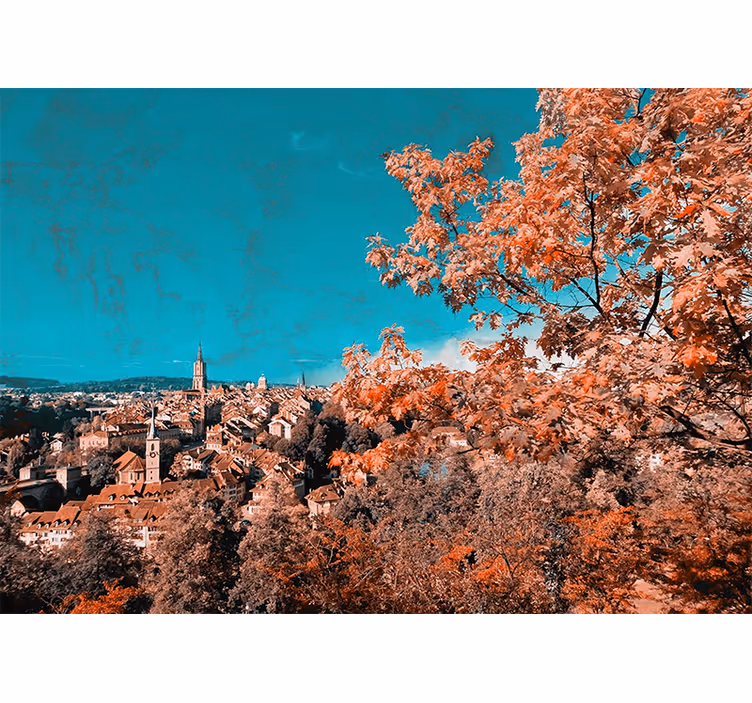 Landscape wall mural vibrant autumn scenery - TenStickers