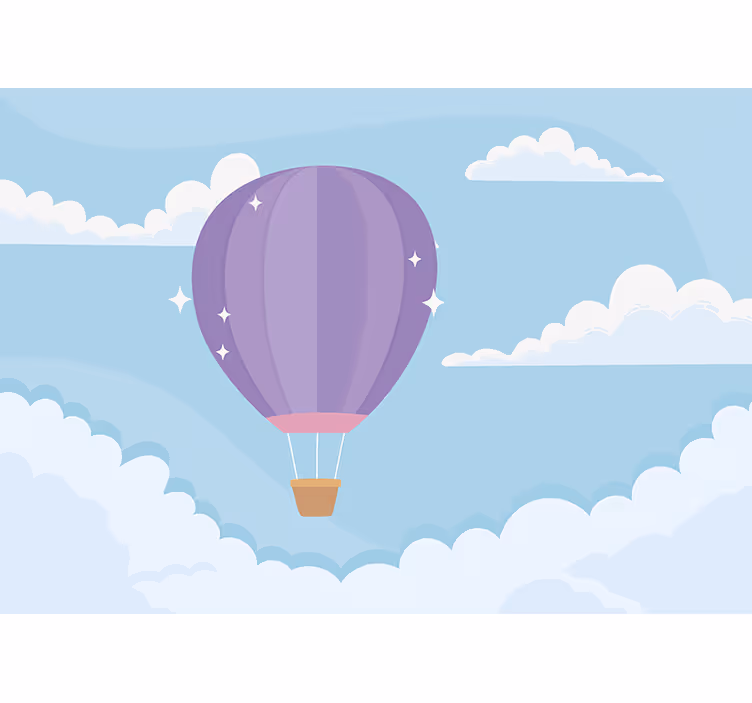 Bright hot air balloon sky clouds wall Murals - TenStickers
