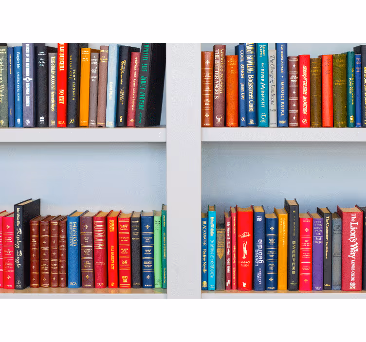 Quote wall mural bookshelf in colors - TenStickers