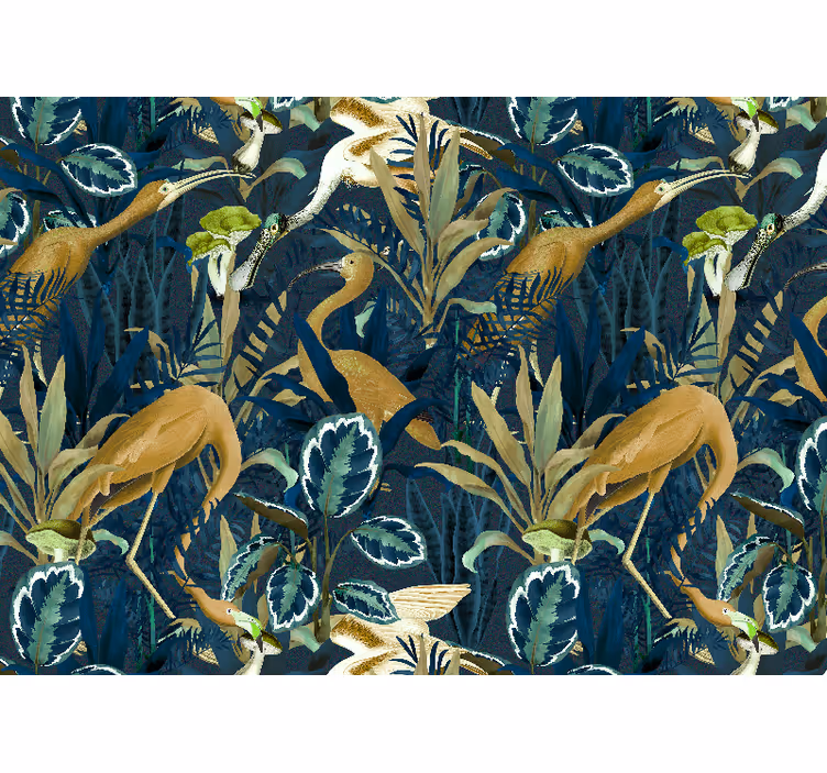 African wall mural tropical bird landscape - TenStickers