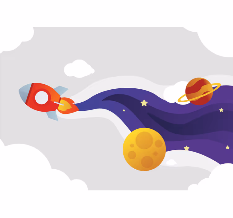 Wall mural fantasy spaceship and celestial bodies - TenStickers