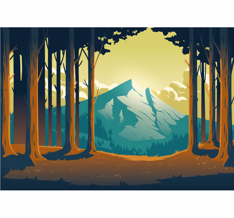 Wall mural mountain scenic forest landscape - TenStickers