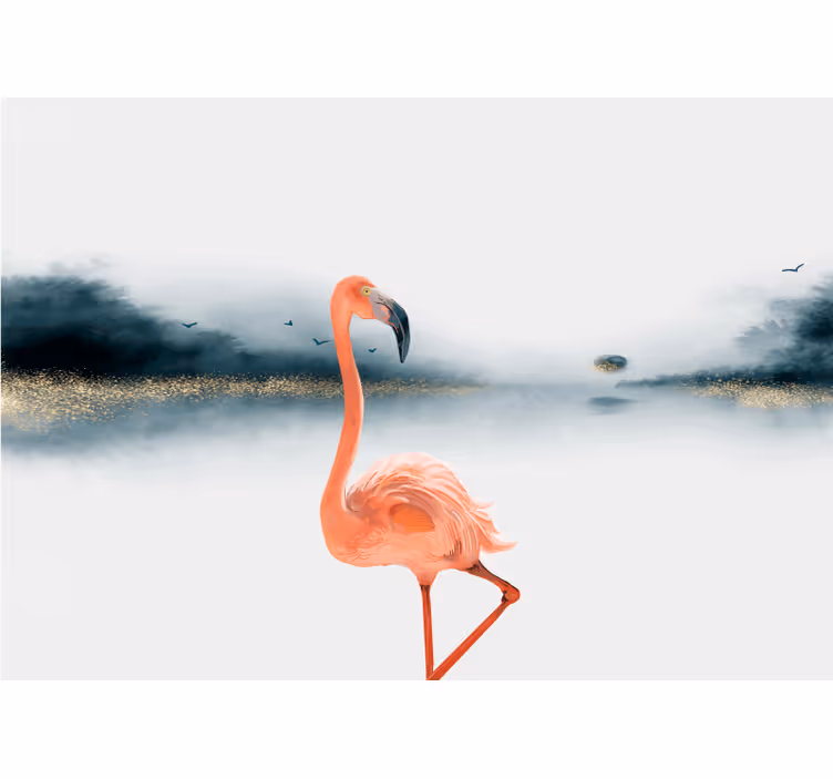 Animals wall mural elegant flamingo stance - TenStickers