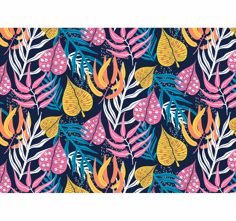 Flower wall mural tropical leaf design - TenStickers