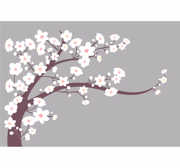 Flower wall mural blooming cherry branch - TenStickers
